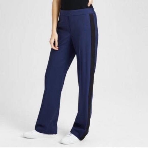 THEORY • blue and black stripe snap dress pull on pant nwt - Picture 4 of 16